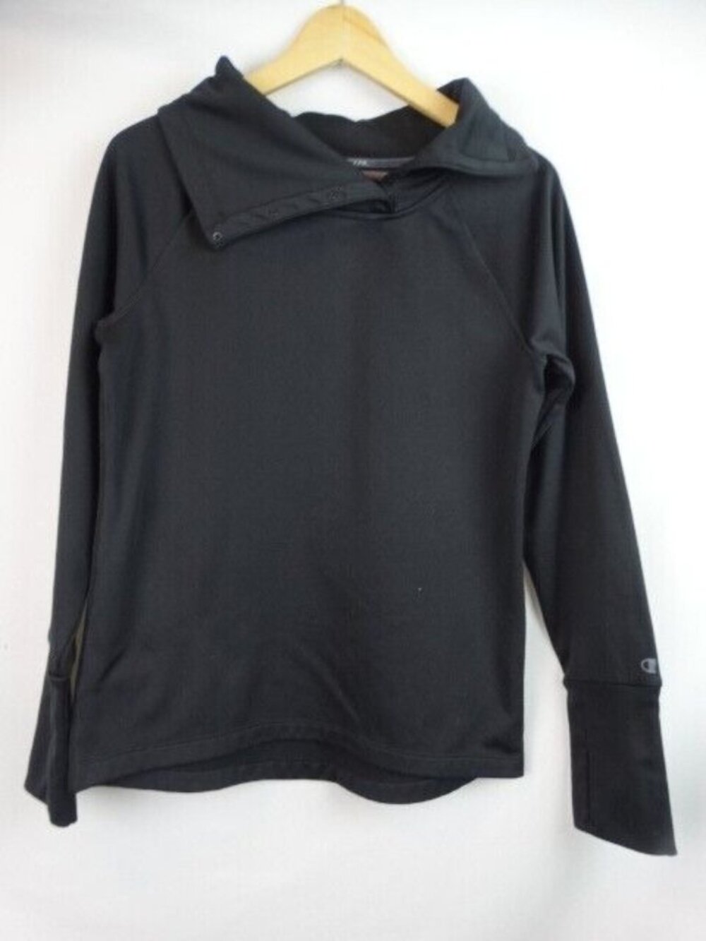 Champion Powertrain Womens Sweatshirt Size Small Black Duofold Shirt High Collar